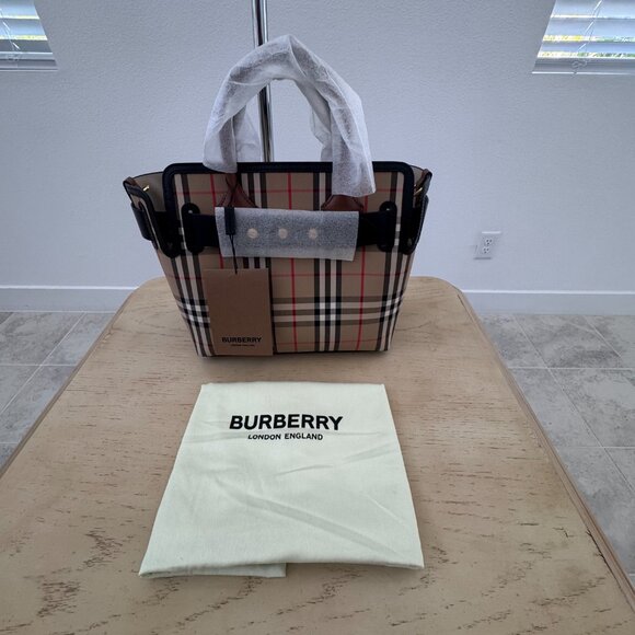 Burberry Small Vintage Check, Triple Stud Tote Bag, Archive Beige - Picture 8 of 14